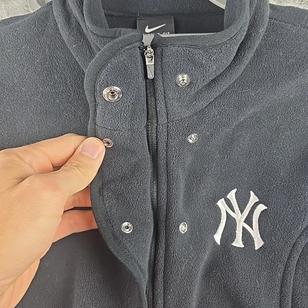 Nike New York Yankees Fleece Jacket Women's‎ Size Medium Black Full Zip Logo - Picture 7 of 12